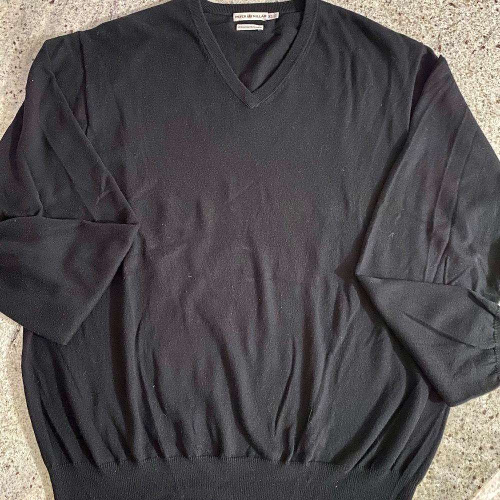 Peter Millar Black V-Neck Pullover Sweater